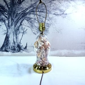 Luminaire Glass Seashell filled Table Lamp w/ Gold Tone Base